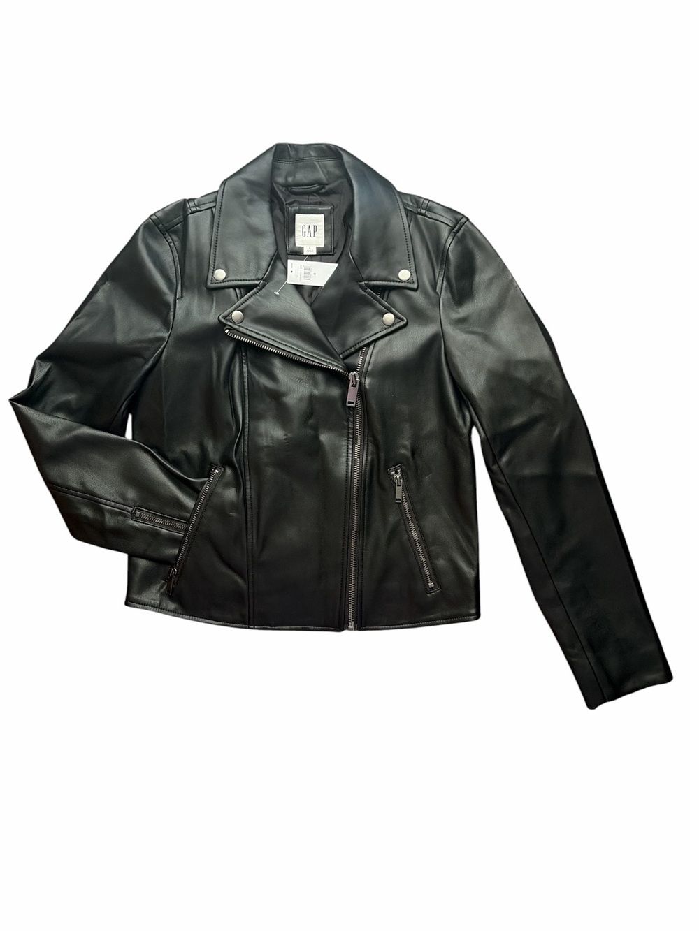 GAP Black Faux Leather Moto Biker Jacket Size Small NWT